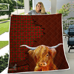 Scottish Dewar Tartan Highland Cow Quilt - Tartan Plaid Quilt - Scottish Quilt Scottish Plaid Tartan Plaid - ScotsTee - scotstee.com