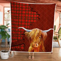 Scottish Darroch Of Gourock Tartan Highland Cow Quilt - Tartan Plaid Quilt - Scottish Quilt Scottish Plaid Tartan Plaid - ScotsTee - scotstee.com