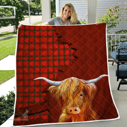 Scottish Darroch Of Gourock Tartan Highland Cow Quilt - Tartan Plaid Quilt - Scottish Quilt Scottish Plaid Tartan Plaid - ScotsTee - scotstee.com