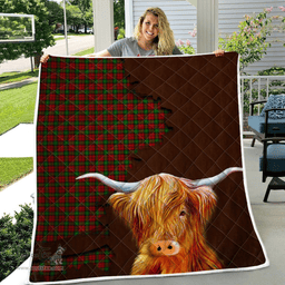 Scottish Auchinleck Or Affleck Tartan Highland Cow Quilt - Tartan Plaid Quilt - Scottish Quilt Scottish Plaid Tartan Plaid - ScotsTee - scotstee.com
