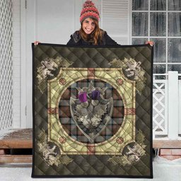 Scottish MacLaren Weathered Clan Scottish Plaid Tartan Quilt - Crystal Thistle Shield Scottish Plaid Tartan Plaid - ScotsTee - scotstee.com