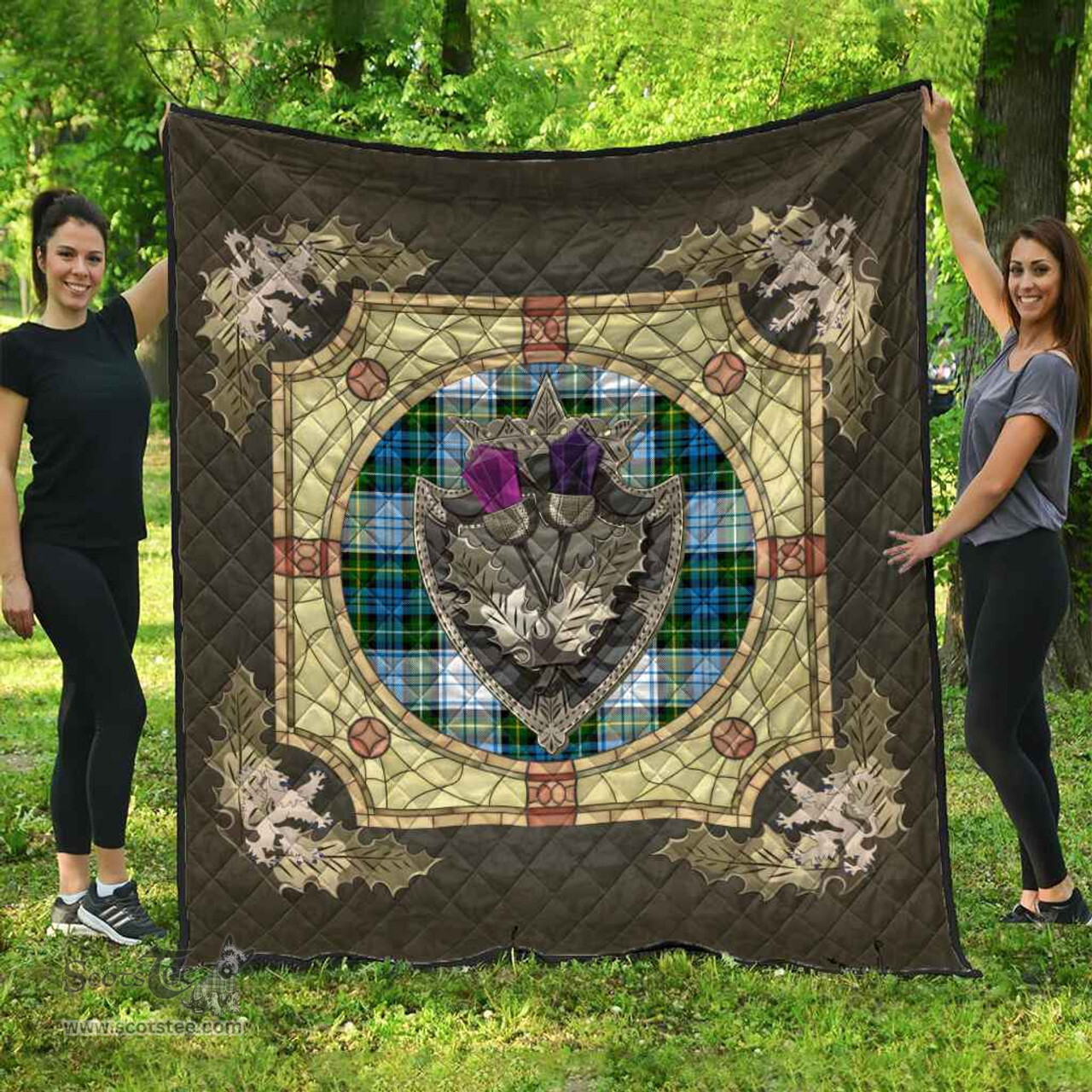 Scottish Campbell Dress Clan Scottish Plaid Tartan Quilt - Crystal Thistle Shield Scottish Plaid Tartan Plaid - ScotsTee - scotstee.com
