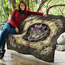 Scottish Clelland Modern Clan Scottish Plaid Tartan Quilt - Crystal Thistle Shield Scottish Plaid Tartan Plaid - ScotsTee - scotstee.com