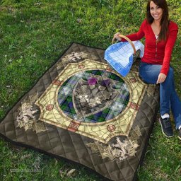 Scottish Blackwatch Dress Modern Clan Scottish Plaid Tartan Quilt - Crystal Thistle Shield Scottish Plaid Tartan Plaid - ScotsTee - scotstee.com