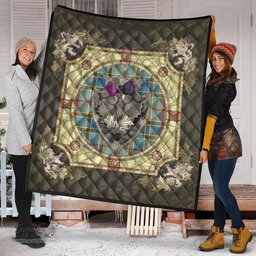 Scottish Balfour Blue Clan Scottish Plaid Tartan Quilt - Crystal Thistle Shield Scottish Plaid Tartan Plaid - ScotsTee - scotstee.com