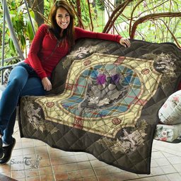 Scottish Balfour Blue Clan Scottish Plaid Tartan Quilt - Crystal Thistle Shield Scottish Plaid Tartan Plaid - ScotsTee - scotstee.com