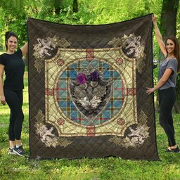 Scottish Balfour Blue Clan Scottish Plaid Tartan Quilt - Crystal Thistle Shield Scottish Plaid Tartan Plaid - ScotsTee - scotstee.com