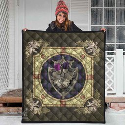 Scottish Clergy Green Clan Scottish Plaid Tartan Quilt - Crystal Thistle Shield Scottish Plaid Tartan Plaid - ScotsTee - scotstee.com