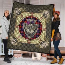 Scottish Brown Modern Clan Scottish Plaid Tartan Quilt - Crystal Thistle Shield Scottish Plaid Tartan Plaid - ScotsTee - scotstee.com