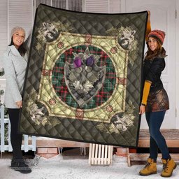 Scottish MacDiarmid Modern Clan Scottish Plaid Tartan Quilt - Crystal Thistle Shield Scottish Plaid Tartan Plaid - ScotsTee - scotstee.com