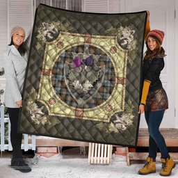 Scottish Gordon Weathered Clan Scottish Plaid Tartan Quilt - Crystal Thistle Shield Scottish Plaid Tartan Plaid - ScotsTee - scotstee.com