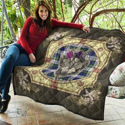 Scottish Gordon Dress Modern Clan Scottish Plaid Tartan Quilt - Crystal Thistle Shield Scottish Plaid Tartan Plaid - ScotsTee - scotstee.com