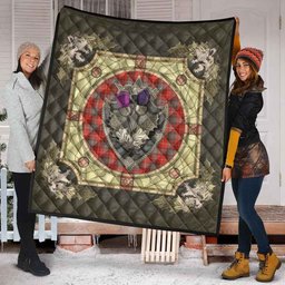 Scottish Fraser Weathered Clan Scottish Plaid Tartan Quilt - Crystal Thistle Shield Scottish Plaid Tartan Plaid - ScotsTee - scotstee.com