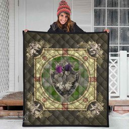 Scottish Cunningham Dress Green Dancers Clan Scottish Plaid Tartan Quilt - Crystal Thistle Shield Scottish Plaid Tartan Plaid - ScotsTee - scotstee.com
