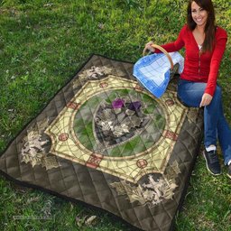 Scottish Cunningham Dress Green Dancers Clan Scottish Plaid Tartan Quilt - Crystal Thistle Shield Scottish Plaid Tartan Plaid - ScotsTee - scotstee.com