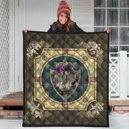 Scottish Kennedy Modern Clan Scottish Plaid Tartan Quilt - Crystal Thistle Shield Scottish Plaid Tartan Plaid - ScotsTee - scotstee.com