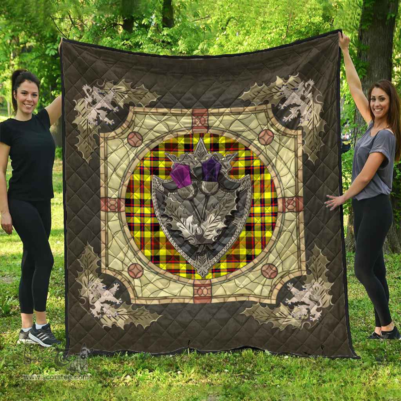 Scottish Jardine Clan Scottish Plaid Tartan Quilt - Crystal Thistle Shield Scottish Plaid Tartan Plaid - ScotsTee - scotstee.com
