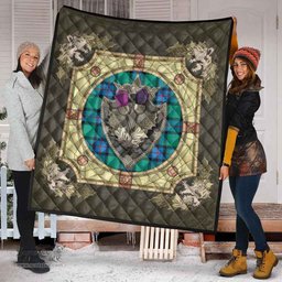 Scottish Flower of Scotland Clan Scottish Plaid Tartan Quilt - Crystal Thistle Shield Scottish Plaid Tartan Plaid - ScotsTee - scotstee.com
