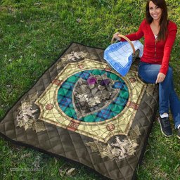 Scottish Flower of Scotland Clan Scottish Plaid Tartan Quilt - Crystal Thistle Shield Scottish Plaid Tartan Plaid - ScotsTee - scotstee.com