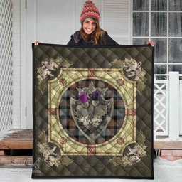 Scottish Gunn Weathered Clan Scottish Plaid Tartan Quilt - Crystal Thistle Shield Scottish Plaid Tartan Plaid - ScotsTee - scotstee.com