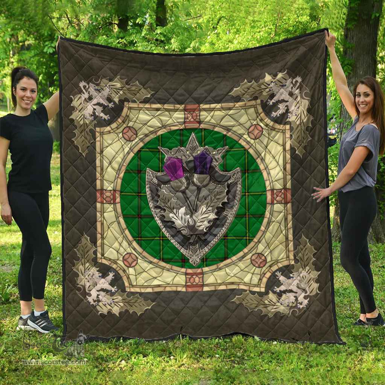 Scottish Don (Tribe-of-Mar) Clan Scottish Plaid Tartan Quilt - Crystal Thistle Shield Scottish Plaid Tartan Plaid - ScotsTee - scotstee.com