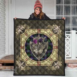 Scottish Galbraith Modern Clan Scottish Plaid Tartan Quilt - Crystal Thistle Shield Scottish Plaid Tartan Plaid - ScotsTee - scotstee.com