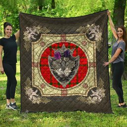 Scottish MacDonnell of Keppoch Modern Clan Scottish Plaid Tartan Quilt - Crystal Thistle Shield Scottish Plaid Tartan Plaid - ScotsTee - scotstee.com