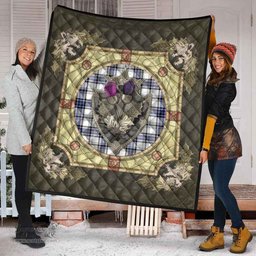 Scottish Hannay Modern Clan Scottish Plaid Tartan Quilt - Crystal Thistle Shield Scottish Plaid Tartan Plaid - ScotsTee - scotstee.com
