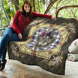Scottish Hannay Modern Clan Scottish Plaid Tartan Quilt - Crystal Thistle Shield Scottish Plaid Tartan Plaid - ScotsTee - scotstee.com
