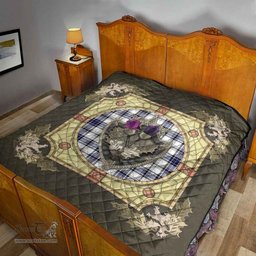 Scottish Hannay Modern Clan Scottish Plaid Tartan Quilt - Crystal Thistle Shield Scottish Plaid Tartan Plaid - ScotsTee - scotstee.com