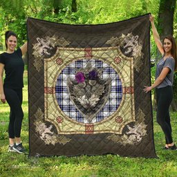 Scottish Hannay Modern Clan Scottish Plaid Tartan Quilt - Crystal Thistle Shield Scottish Plaid Tartan Plaid - ScotsTee - scotstee.com
