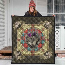 Scottish Dunbar Ancient Clan Scottish Plaid Tartan Quilt - Crystal Thistle Shield Scottish Plaid Tartan Plaid - ScotsTee - scotstee.com