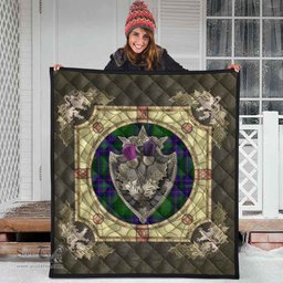 Scottish Lockhart Modern Clan Scottish Plaid Tartan Quilt - Crystal Thistle Shield Scottish Plaid Tartan Plaid - ScotsTee - scotstee.com