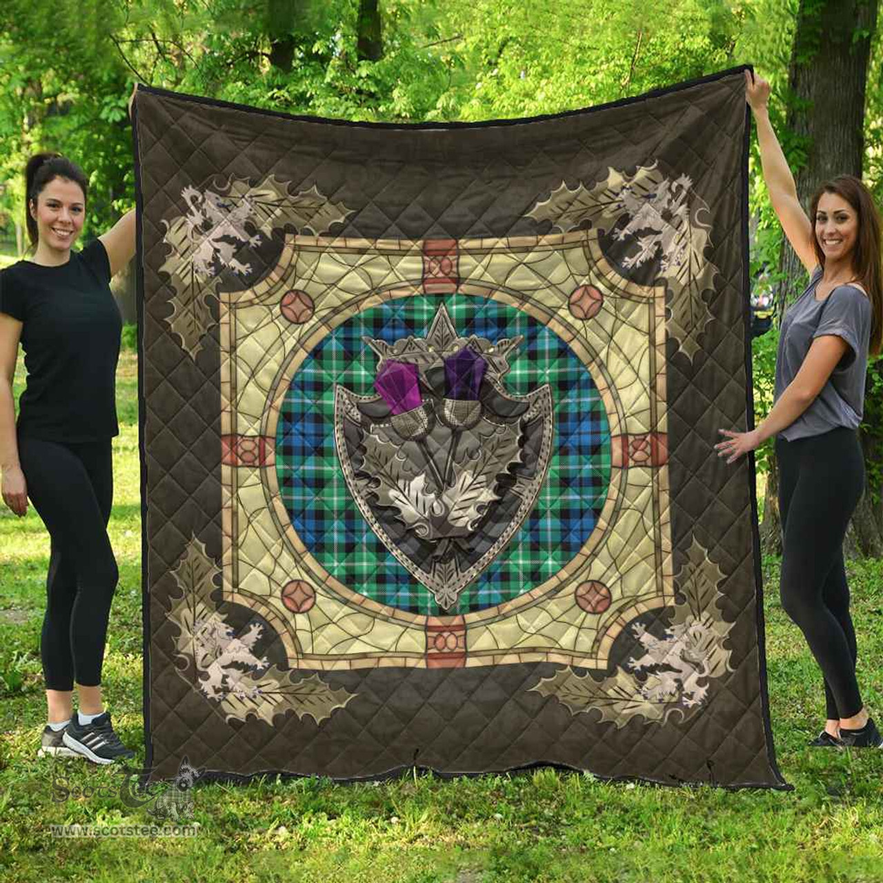 Scottish Graham of Montrose Ancient Clan Scottish Plaid Tartan Quilt - Crystal Thistle Shield Scottish Plaid Tartan Plaid - ScotsTee - scotstee.com