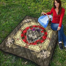 Scottish Grant Modern Clan Scottish Plaid Tartan Quilt - Crystal Thistle Shield Scottish Plaid Tartan Plaid - ScotsTee - scotstee.com