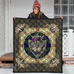 Scottish Colquhoun Modern Clan Scottish Plaid Tartan Quilt - Crystal Thistle Shield Scottish Plaid Tartan Plaid - ScotsTee - scotstee.com
