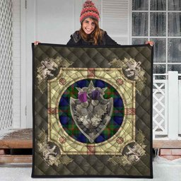 Scottish Dundas Modern 02 Clan Scottish Plaid Tartan Quilt - Crystal Thistle Shield Scottish Plaid Tartan Plaid - ScotsTee - scotstee.com