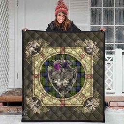 Scottish Fergusson Modern Clan Scottish Plaid Tartan Quilt - Crystal Thistle Shield Scottish Plaid Tartan Plaid - ScotsTee - scotstee.com