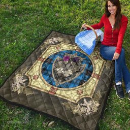 Scottish Ramsay Blue Ancient Clan Scottish Plaid Tartan Quilt - Crystal Thistle Shield Scottish Plaid Tartan Plaid - ScotsTee - scotstee.com