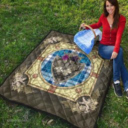 Scottish Roberton Clan Scottish Plaid Tartan Quilt - Crystal Thistle Shield Scottish Plaid Tartan Plaid - ScotsTee - scotstee.com