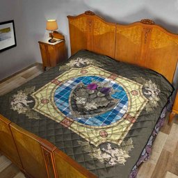 Scottish Roberton Clan Scottish Plaid Tartan Quilt - Crystal Thistle Shield Scottish Plaid Tartan Plaid - ScotsTee - scotstee.com