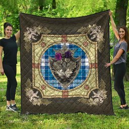 Scottish Roberton Clan Scottish Plaid Tartan Quilt - Crystal Thistle Shield Scottish Plaid Tartan Plaid - ScotsTee - scotstee.com