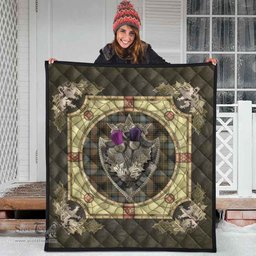 Scottish Stewart Hunting Weathered Clan Scottish Plaid Tartan Quilt - Crystal Thistle Shield Scottish Plaid Tartan Plaid - ScotsTee - scotstee.com