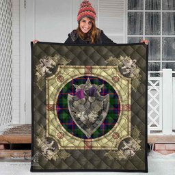 Scottish Urquhart Modern Clan Scottish Plaid Tartan Quilt - Crystal Thistle Shield Scottish Plaid Tartan Plaid - ScotsTee - scotstee.com