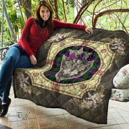 Scottish Urquhart Modern Clan Scottish Plaid Tartan Quilt - Crystal Thistle Shield Scottish Plaid Tartan Plaid - ScotsTee - scotstee.com