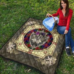 Scottish Tennant Clan Scottish Plaid Tartan Quilt - Crystal Thistle Shield Scottish Plaid Tartan Plaid - ScotsTee - scotstee.com