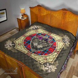 Scottish MacTavish Modern Clan Scottish Plaid Tartan Quilt - Crystal Thistle Shield Scottish Plaid Tartan Plaid - ScotsTee - scotstee.com