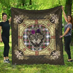 Scottish Stewart Dress Modern Clan Scottish Plaid Tartan Quilt - Crystal Thistle Shield Scottish Plaid Tartan Plaid - ScotsTee - scotstee.com