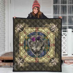 Scottish MacSporran Ancient Clan Scottish Plaid Tartan Quilt - Crystal Thistle Shield Scottish Plaid Tartan Plaid - ScotsTee - scotstee.com