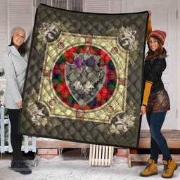 Scottish MacNaughton Modern Clan Scottish Plaid Tartan Quilt - Crystal Thistle Shield Scottish Plaid Tartan Plaid - ScotsTee - scotstee.com